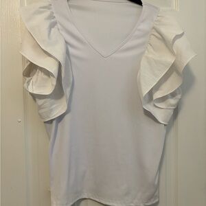 NWOT Bosmeer short sleeve vneck ruffle top